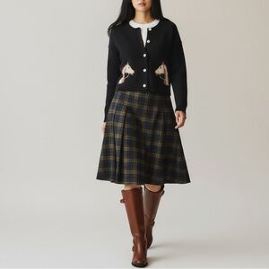 Vigoss Horse Intarsia Knit Cropped Cardigan Sweater Equestrian Preppy Heritage L